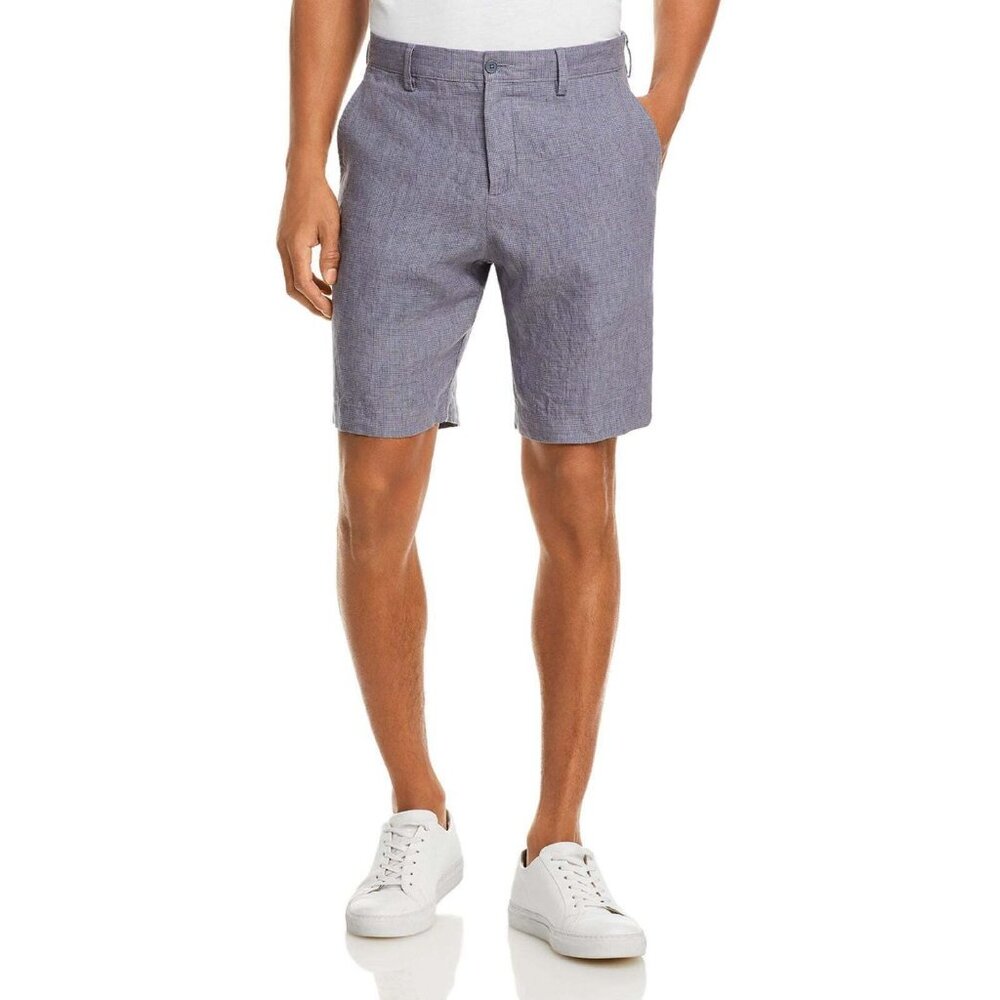 The Men's Store Mens Linen Houndstooth Khaki, Chino Shorts Gray Size 38